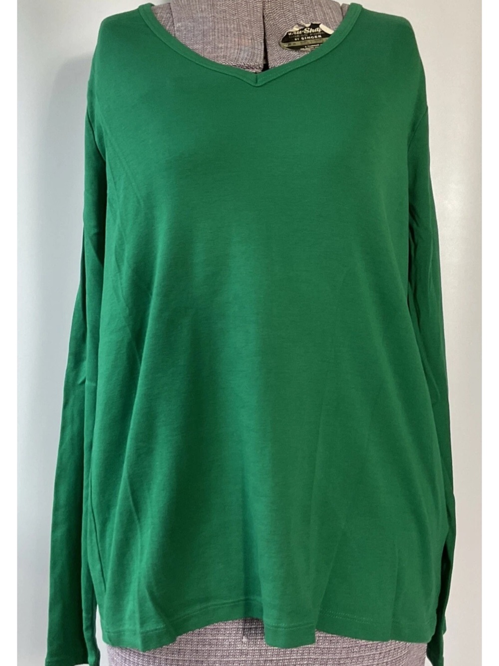 Lands End Shaped Fit Kelly Green Women's Long Sleeve Top Size L 14-16